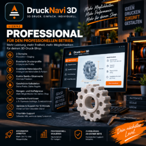 DruckNavi 3D Professional Lizenz für professionelle WooCommerce 3D-Druck-Shops mit Slicer-Kalkulation