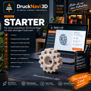 DruckNavi 3D Starter Lizenz für WooCommerce 3D-Druck-Shops mit automatisierter Kalkulation