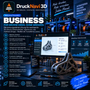 DruckNavi 3D Business Lizenz f&uuml;r Agenturen, mehrere WooCommerce 3D-Druck-Shops und Druckfarmen im Monats-Abo