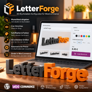 LetterForge &ndash; 3D-Buchstaben-Konfigurator f&uuml;r WooCommerce